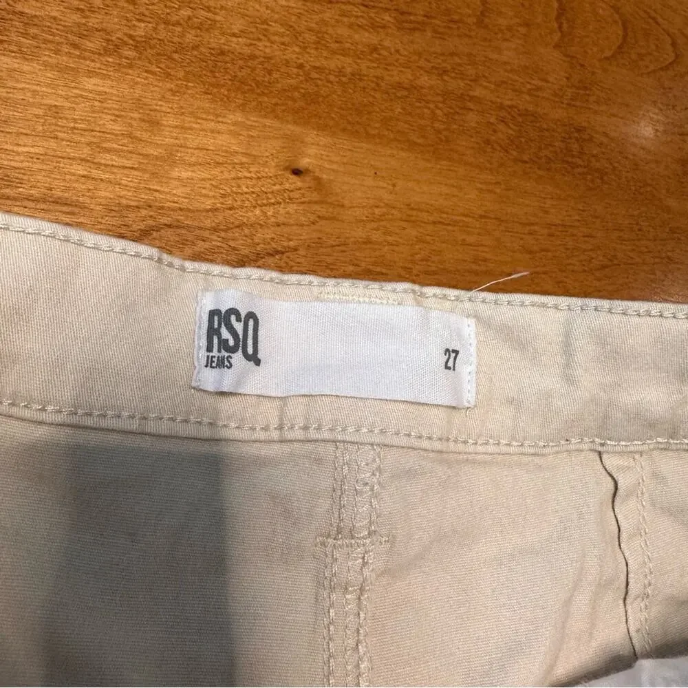 RSQ Jeans Tilly's Carpenter Pants‎ Beige Cargo Size 27 Stretch Pockets Utility